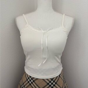 Elegant White Lace Trim Padded Cami